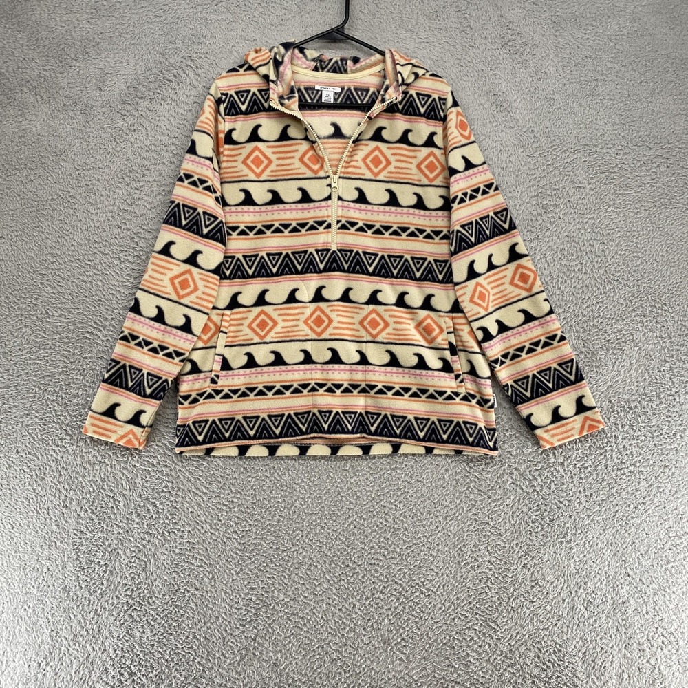 O'Neill Hoodie Womens Large Aztec Fleece 1/4 Zip Surf Pullover Beach Hoodie